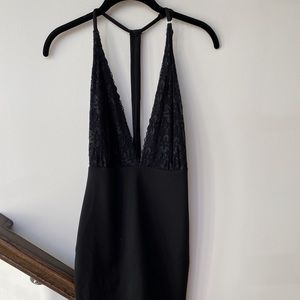 NWT black body con dress with lace detailing